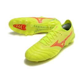 Mizuno Morelia Neo IV Bata Made in Japan FG Safety Yellow Fiery Coral